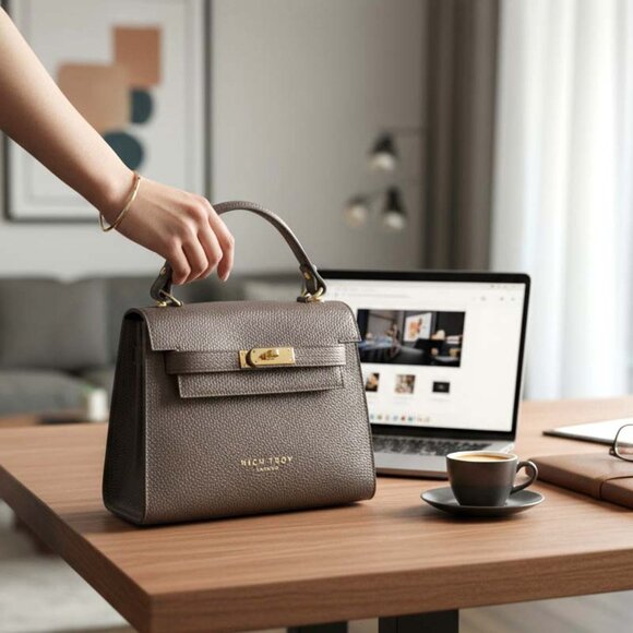 Naya Coffee Italian Leather Handbag for Women – Luxury Designer Shoulder - Picture 1 of 10